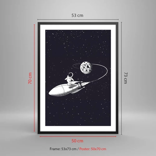 Poster in black frame - Space Surfer - 50x70 cm