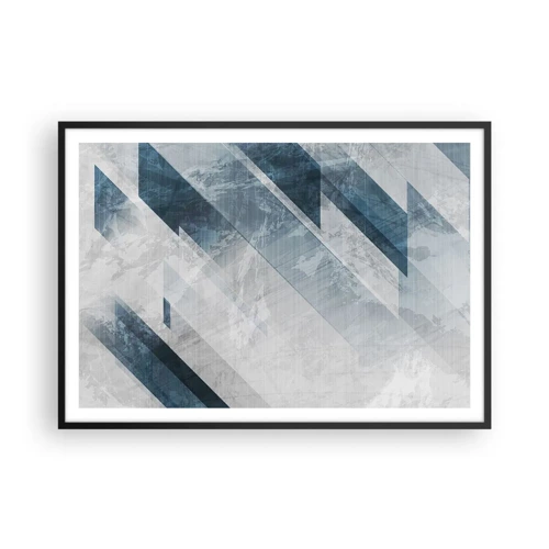 Poster in black frame - Spacial Composition - Movement of Greys - 100x70 cm