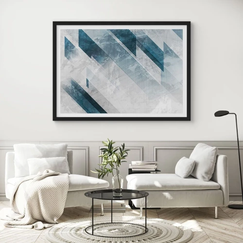 Poster in black frame - Spacial Composition - Movement of Greys - 100x70 cm