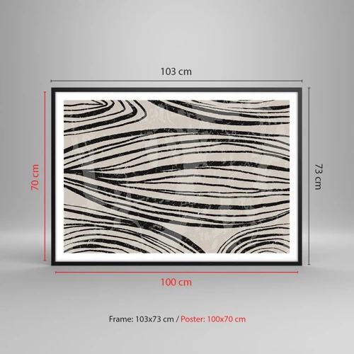 Poster in black frame - Spillover of Lines - 100x70 cm