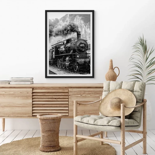 Poster in black frame - Standing at the Station... - 50x70 cm