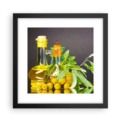 Poster in black frame - Still Life with Olives and Olive Oil - 30x30 cm