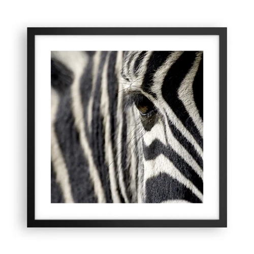 Poster in black frame - Striped Portrait - 40x40 cm