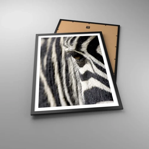 Poster in black frame - Striped Portrait - 50x70 cm