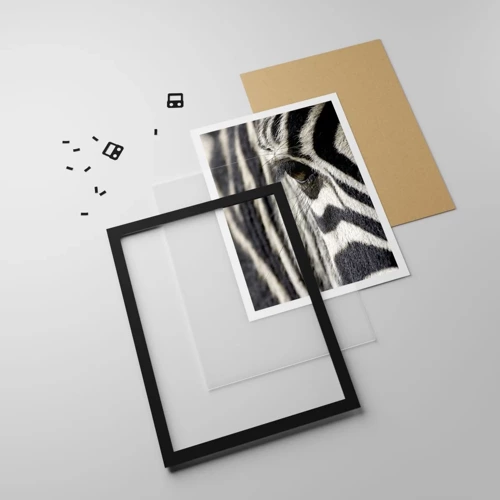 Poster in black frame - Striped Portrait - 50x70 cm