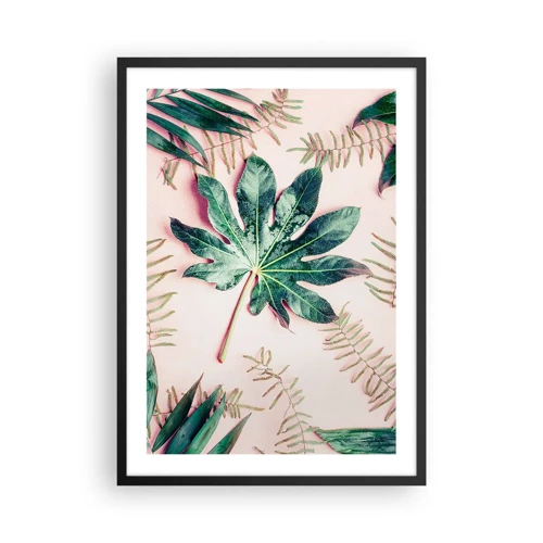 Poster in black frame - Study in Green on Pink Background - 50x70 cm