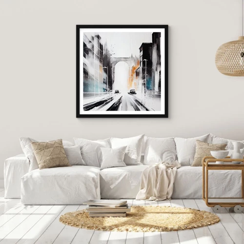 Poster in black frame - Study of a City: Architecture and Movement - 30x30 cm