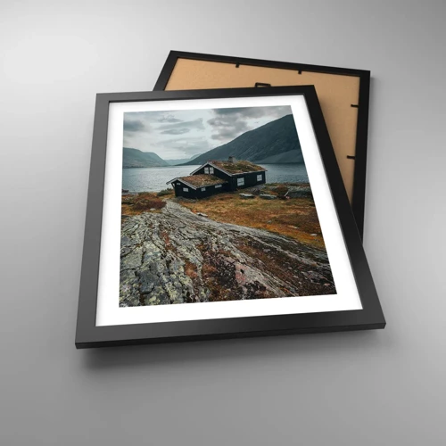 Poster in black frame - Summer House byt the Fjord - 30x40 cm