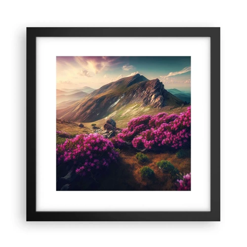 Poster in black frame - Summer in the Mountains - 30x30 cm