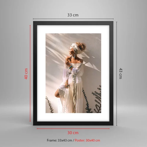 Poster in black frame - Sun and Girl - 30x40 cm