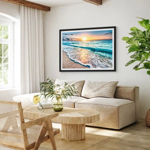 Poster in black frame - Sunset View - 100x70 cm