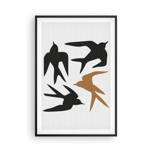 Poster in black frame - Swallows at Play - 61x91 cm