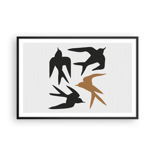 Poster in black frame - Swallows at Play - 91x61 cm