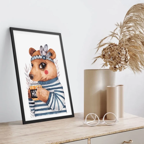 Poster in black frame - Sweet Lady Bear - 50x70 cm