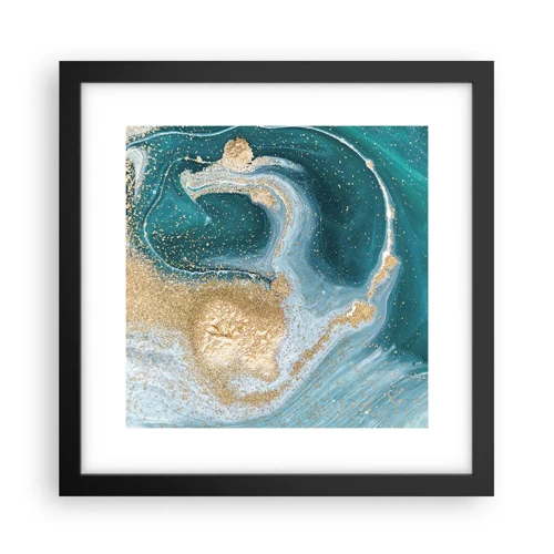 Poster in black frame - Swirl of Gold and Turquiose - 30x30 cm