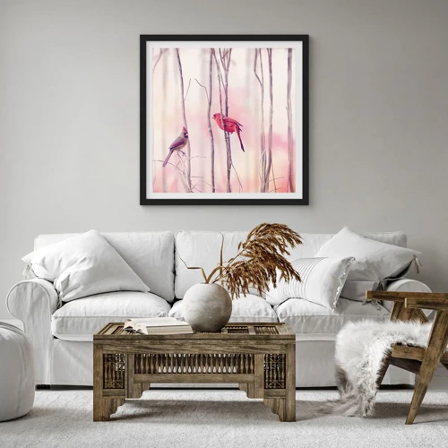 Poster in black frame - Tale of a Pink Forest - 30x30 cm