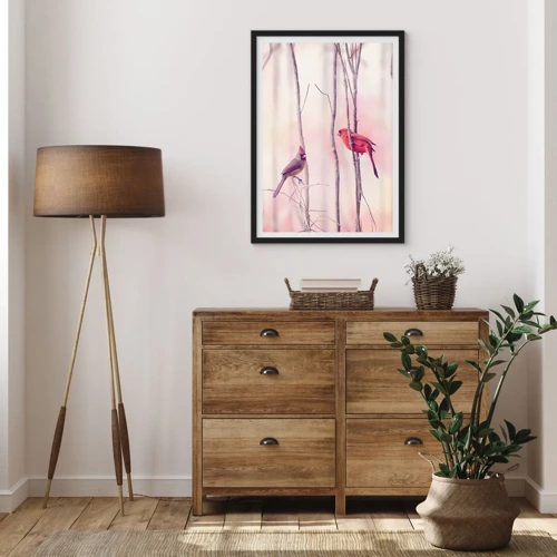 Poster in black frame - Tale of a Pink Forest - 50x70 cm