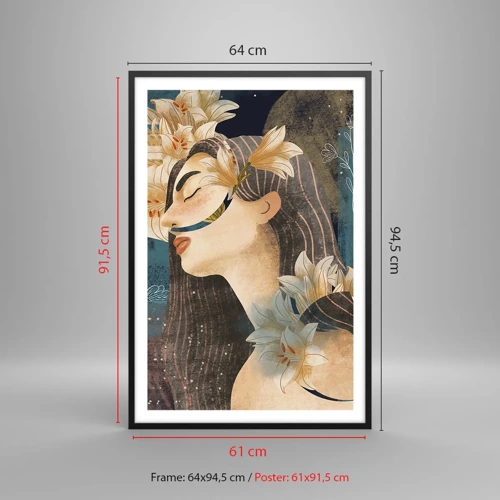 Poster in black frame - Tale of a Queen with Lillies - 61x91 cm