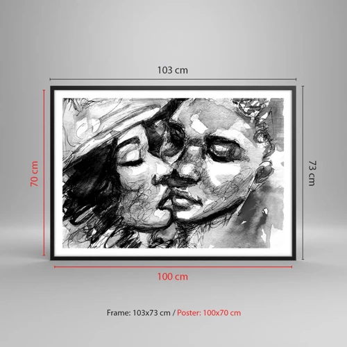 Poster in black frame - Tender Moment - 100x70 cm