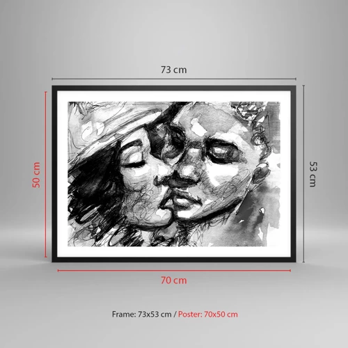 Poster in black frame - Tender Moment - 70x50 cm