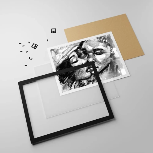 Poster in black frame - Tender Moment - 70x50 cm