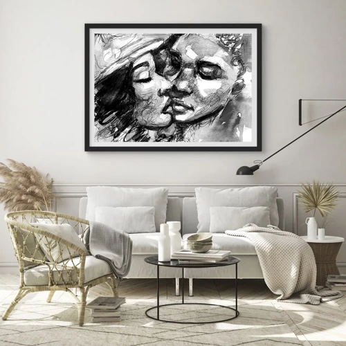 Poster in black frame - Tender Moment - 70x50 cm