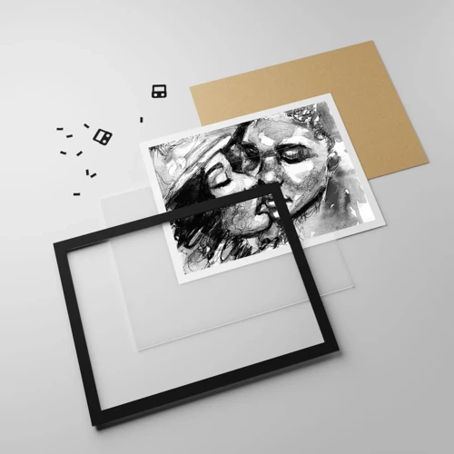 Poster in black frame - Tender Moment - 91x61 cm