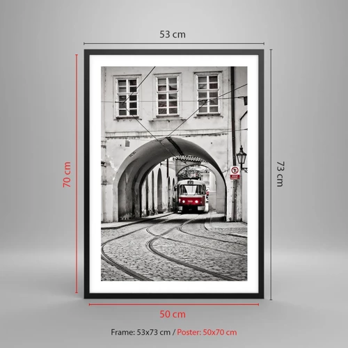 Poster in black frame - Through City Labirynth - 50x70 cm