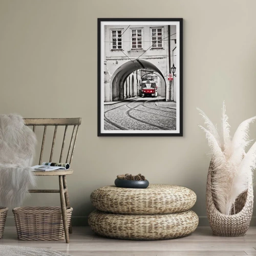 Poster in black frame - Through City Labirynth - 50x70 cm