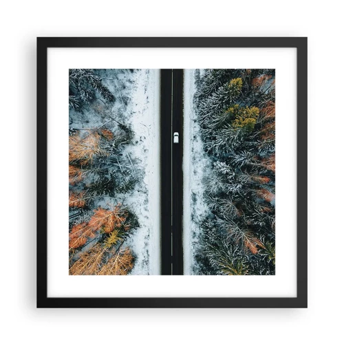 Poster in black frame - Through a Wintery Forest - 40x40 cm