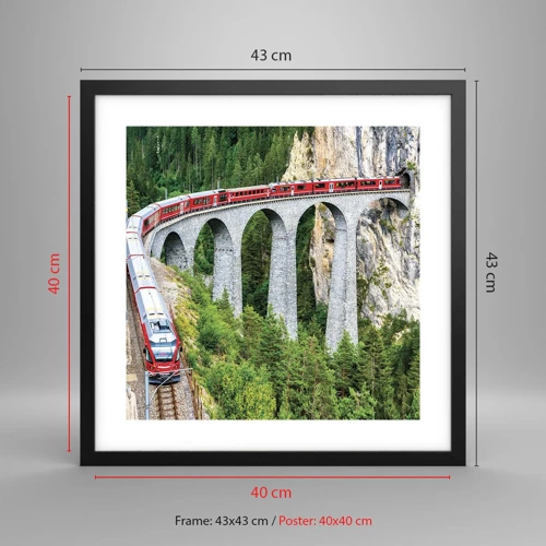 Poster in black frame - Time for Mountin Views - 40x40 cm