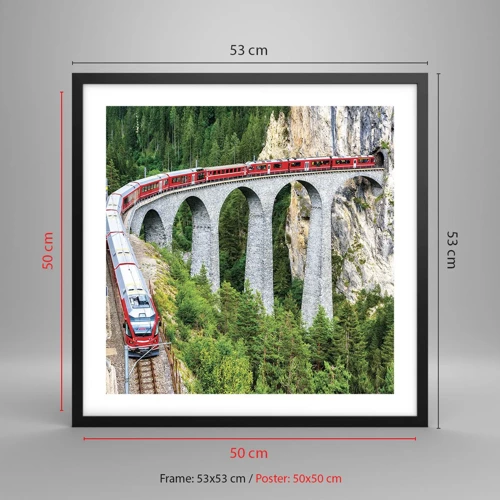 Poster in black frame - Time for Mountin Views - 50x50 cm