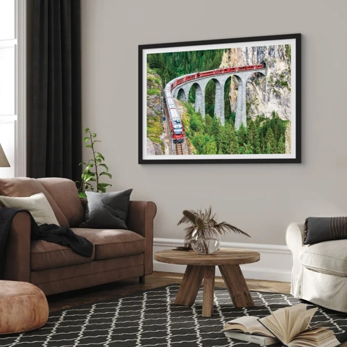 Poster in black frame - Time for Mountin Views - 70x50 cm