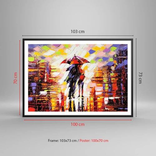 Poster in black frame - Together through Night and Rain - 100x70 cm