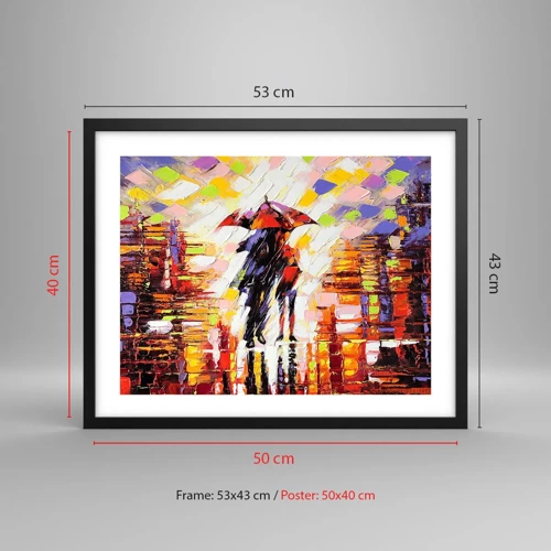 Poster in black frame - Together through Night and Rain - 50x40 cm