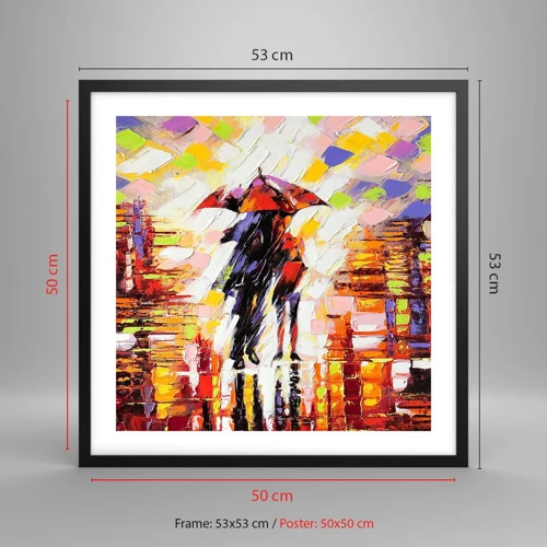 Poster in black frame - Together through Night and Rain - 50x50 cm