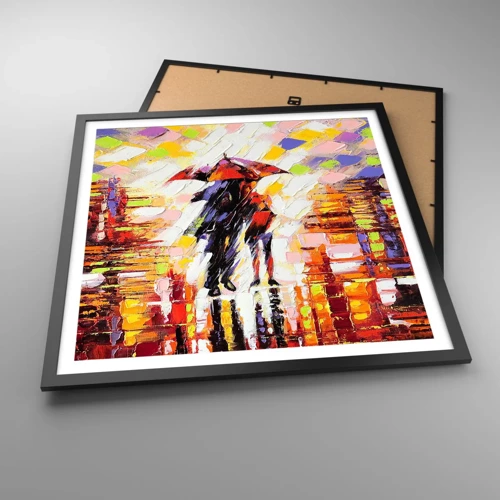 Poster in black frame - Together through Night and Rain - 60x60 cm