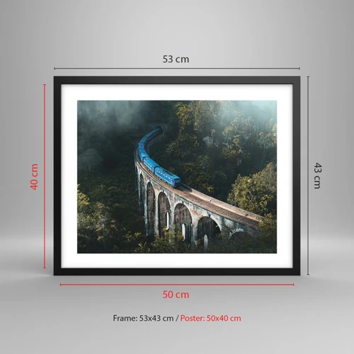 Poster in black frame - Train through Nature - 50x40 cm