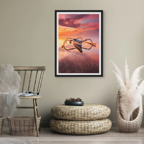 Poster in black frame - Tranquility of Tropical Evening - 50x70 cm