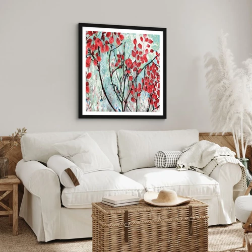 Poster in black frame - Tree in Scarlet - 30x30 cm