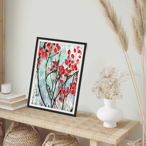 Poster in black frame - Tree in Scarlet - 50x70 cm