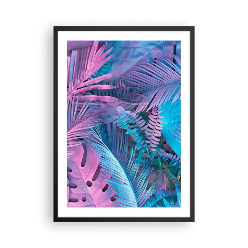 Poster in black frame - Tropics in Pink and Blue - 50x70 cm