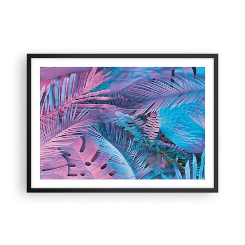 Poster in black frame - Tropics in Pink and Blue - 70x50 cm