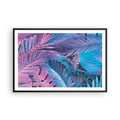 Poster in black frame - Tropics in Pink and Blue - 91x61 cm