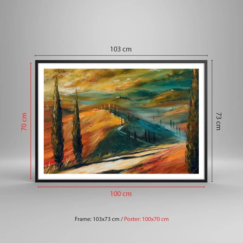 Poster in black frame - Tuscan Landscape - 100x70 cm