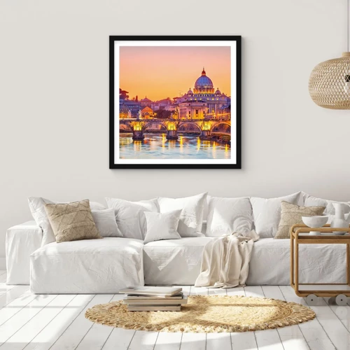 Poster in black frame - Twilight over Eternal City - 30x30 cm