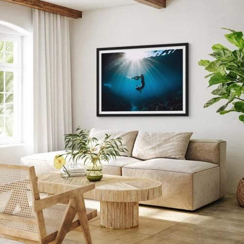 Poster in black frame - Underwater dance - 100x70 cm