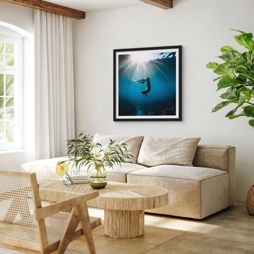 Poster in black frame - Underwater dance - 50x50 cm