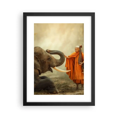 Poster in black frame - Unexpected Meeting - 30x40 cm