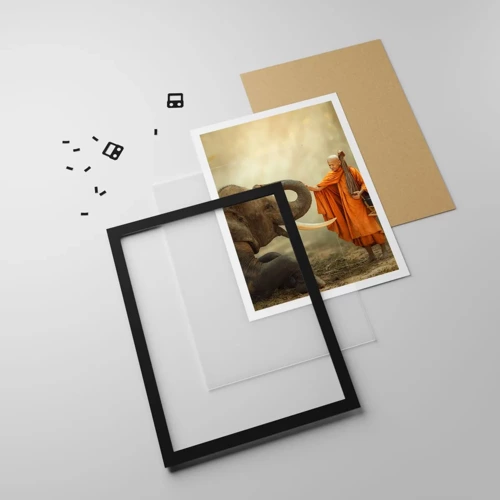 Poster in black frame - Unexpected Meeting - 50x70 cm